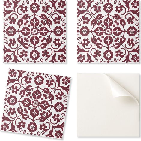 Baldosas decorativas autoadhesivas de vinilo para el hogar con estampado floral y adornos, 4x50x50 cm.
