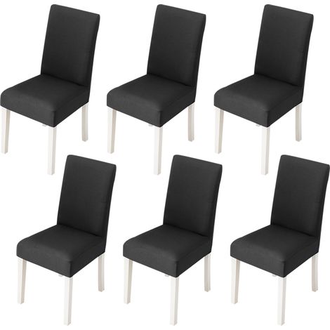 Lot de 6 housses extensibles pour chaises de salle à manger, amovibles et lavables en spandex doux, pour cuisine, hôtel, banquet, noir. (1/5)