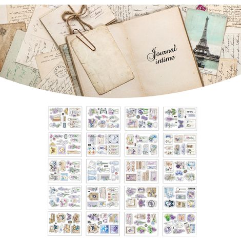 20 planches d'autocollants décoratifs imperméables pour agenda, journal, calendrier et scrapbooking (style 3 pièces) (1/5)