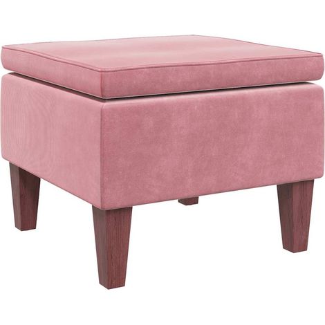 Taburete con patas de madera terciopelo rosa vidaXL (1/5)