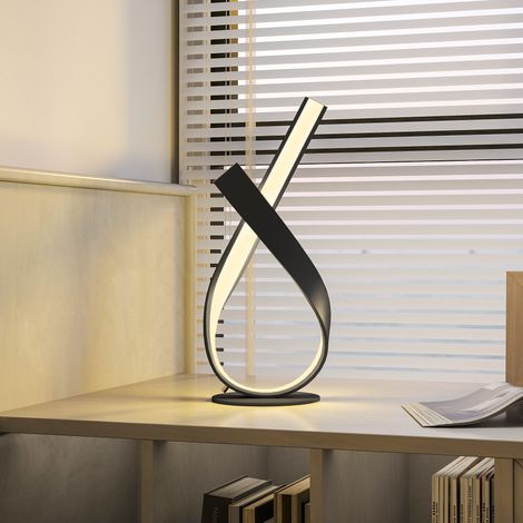 Lampada da tavolo dal design contemporaneo - lampada da tavolo a spirale - dimensioni 21L x 15W x 43H cm - alluminio nero, LED bianco caldo
