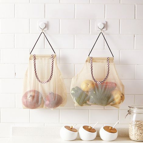 4er-Pack Hänge-Netzsäcke für Obst und Gemüse, z. B. für Kartoffeln und Zwiebeln (1/5)