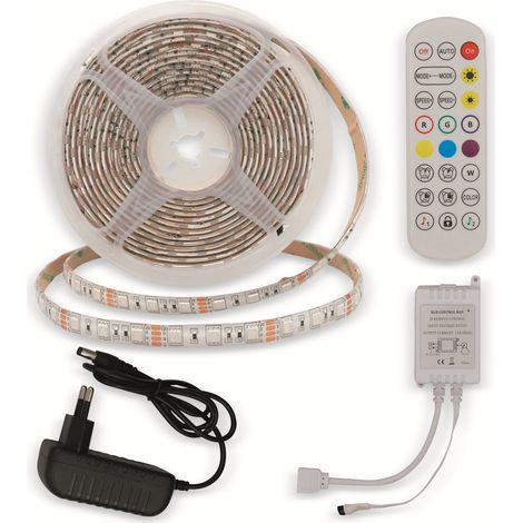 OPTONICA LED-Strip, RGB 4323, 12 V, 60 LEDs, EEK: G, 36 W, 2400 lm, mit Fernbedienung, 5 m, IP54