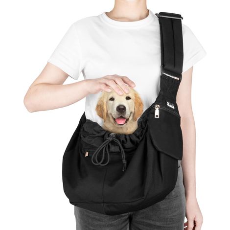 Sac de Transport pour Animaux, Ajustable Sac de Transport en Bandoulière pour Chien et Chat avec Support d'épaule rembourré, Convient pour Les Chiots, Petit Porte Chien ventral pour extérieur (1/5)