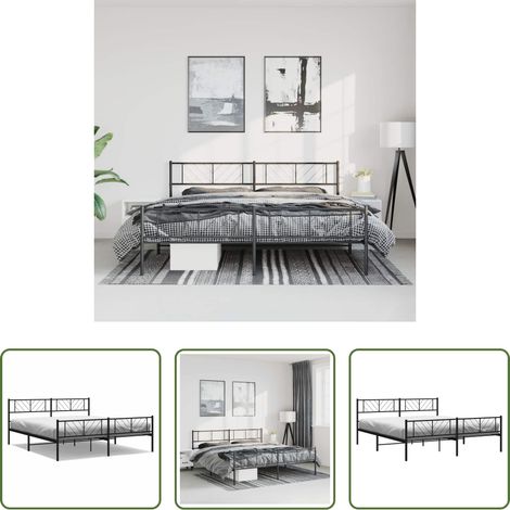 vidaXL Lit métallique - Cadre de lit métal sans matelas avec pied de lit noir 183x213cm (1/5)