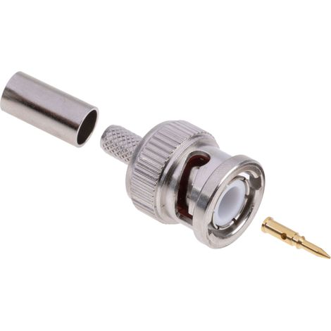 Rs Pro – Connecteur coaxial BNC mâle droit 50Ω – Montage sur câble RG58 – Raccordement à sertir – Pour applications professionnelles (1/3)
