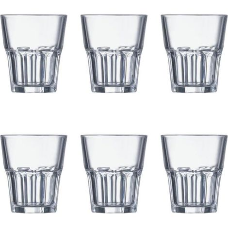 Verres en verre trempé - Lot de 6 - Design rétro à facettes - Durabilité accrue - Bar et restaurant - 26 cl transparent (1/3)