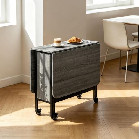 Tavolo da pranzo estensibile 130x80x74 cm in legno grigio salvaspazio - MEUBLIV (1/5)