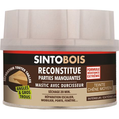 Sintobois Stucco per legno con indurente, confezione da 170 ml / 190 g, noce scuro