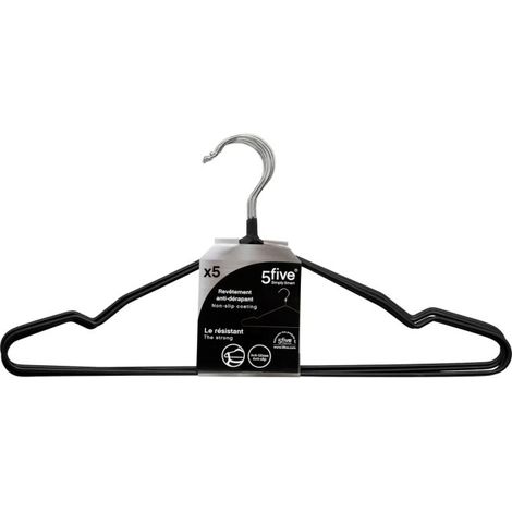 Lot de 5 Cintres Antidérapants "Mat" 40cm Noir