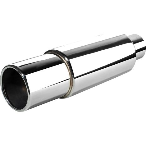 Silencieux Echappement Voiture Sport 63mm Inox, Universel Échappement Silencieux Voiture Arrière 2,5" Entrée Acier Inoxydable Tube Perforé Remplacement Performance pour Automobile Diesel PKW (1/5)