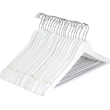 Confezione da 20 grucce in legno, grucce per vestiti con tacche sulle spalle, barra per pantaloni, gancio girevole a 360°, per abiti, camicie, cappotti, naturale, confezione da 20 (confezione da 20, b (1/5)