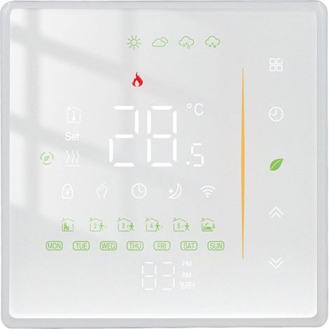 Thermostat connecté Wi-Fi 5A pour chaudière eau chaude, régulation numérique économe en énergie, 95-240V AC, blanc (1/5)