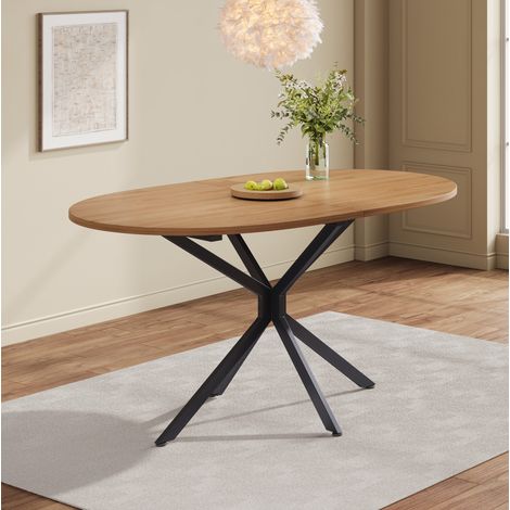 Tavolo da pranzo ovale 120 x 80 x 75,5 cm in MDF, colore naturale, per 4-6 persone DESVIAE (1/5)