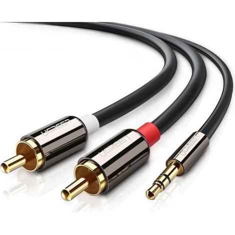 Câble audio RCA - UGREEN - 10584 - 2 x RCA Mâle - 3,5mm Mâle - 2 m Noir (1/4)