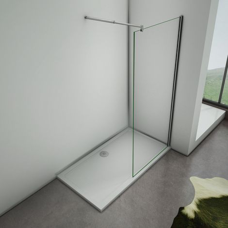 Parete Doccia Con Barra Stabilizzatrice Regolabile 70-120cm Vetro Temperato Trasparente Anticalcare 8 mm Misura 120x200cm