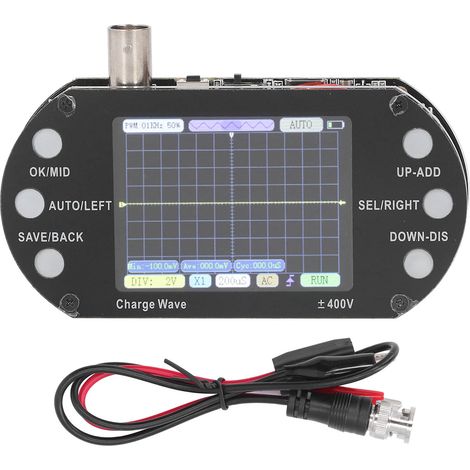 Oscilloscope numérique 2,5 MHz échantillonnage, écran TFT 2,4 pouces résolution 320x240, analyseur de formes d'onde et transistor (1/5)