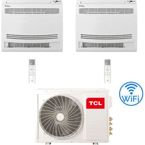 TCL Klimaanlage Wi-Fi Bodenkonsole R32 Dual-Split-Wechselrichter 9000 + 12000 BTU mit E.U. MT1420 NEUE Klasse A++/A+