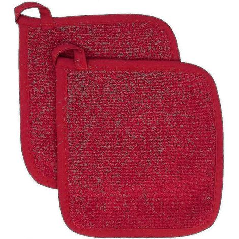 2025 Maniques de cuisine 100 % coton éponge, lot de 2, 21,6 x 21 cm, rouge - m.2937-YNP (1/5)