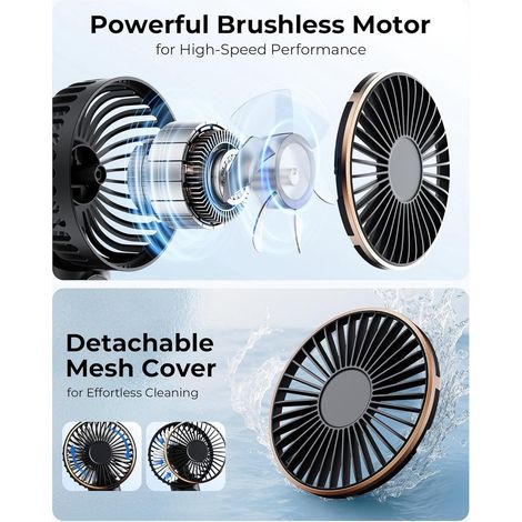Ventilatore da collo portatile - Batteria ricaricabile da 3600 mAh - Rotazione a 180° con 6 velocità - Silenzioso - Funzione power bank - Pieghevole - 1 pezzo (1/5)