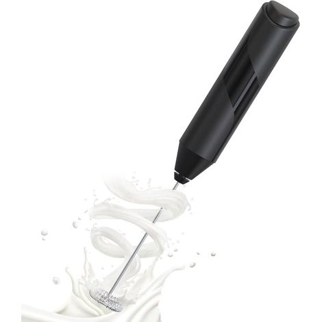 Montalatte elettrico, Montalatte, Montalatte elettrico, Frusta per latte, Acciaio inossidabile nero, Portatile, Per cappuccino, matcha e latte (1/5)