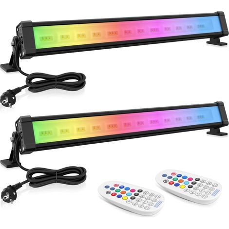 Projecteur LED RGB Barres 42W Spot de Couleur Télécommande Lot de 2 10 Couleurs, 30 Modes Dynamique, Luminosité Réglable, Étanche IP66, Minuterie et Mémoire, Eclairage pour Halloween Bar Jardin (1/5)