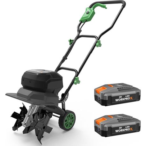 Motobineuse Électrique sans Fil 40V avec 2 Batteries 4000 mAh Largeur 30 cm, Profondeur 20 cm, Guidon Pliable, Roues 4 Positions, Compacte et Silencieuse pour Jardin, Potager et Verger (1/5)
