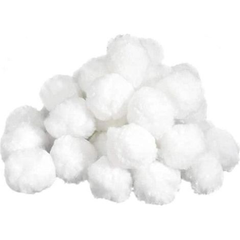 Reusable eco-friendly fiber filter balls for pool filtration.