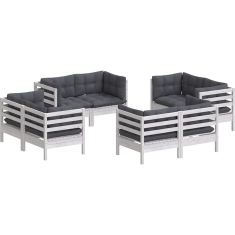 Set Divani da Giardino 8 pz e Cuscini Antracite Legno di Pino vidaXL (1/4)