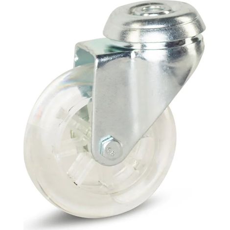 Roulette pivotante - MESO - Meuble transparente - 75mm - 100kg - Trou central (1/2)