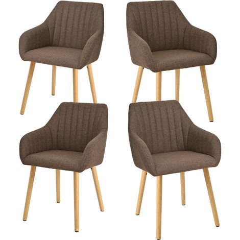 Goeurvant Sedie da pranzo minimaliste con supporto lombare comodo, braccioli ergonomici e gambe in legno robuste - Set di 4 – Marrone scuro