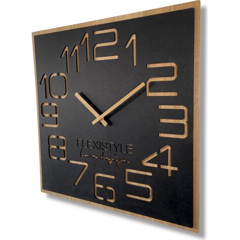 Grande horloge murale pour salon, noire, EKO DIGITS, 60 cm (1/5)