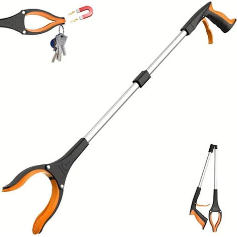 Pince à déchets KY-Tech 81 cm pour adultes, pliable et aimantée, idéale pour les personnes handicapées (orange). (1/5)