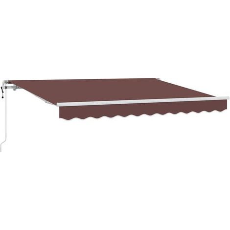 Store banne rétractable marron, toile 250 x 200 cm. (1/5)