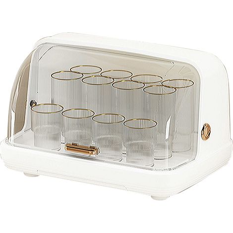Boîte de rangement transparente pour tasses à thé, avec système d'égouttage et anti-poussière, grand format blanc 38,5 x 27 x 25 cm (1/5)