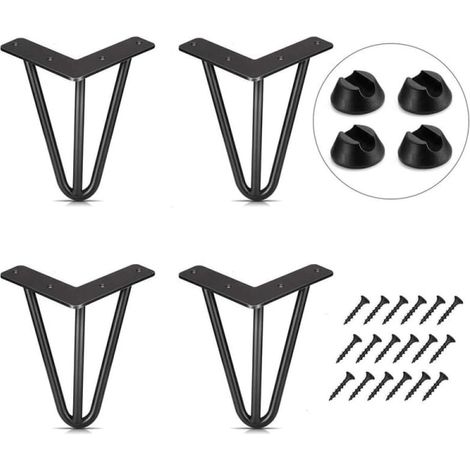 Pieds de canapé en métal, style luxe léger, lot de 4 pieds noirs mats, hauteur 10 cm, pour meubles de salon, usage domestique, support robuste. (1/4)