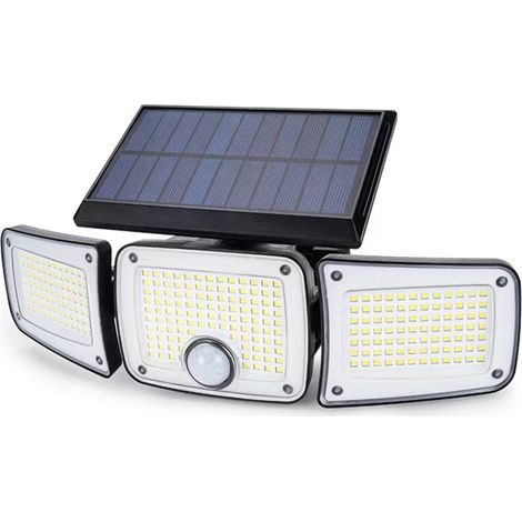 Solar-Wandleuchte mit 3 LED-Köpfen, Bewegungsmelder und Fernbedienung (280 LEDs)