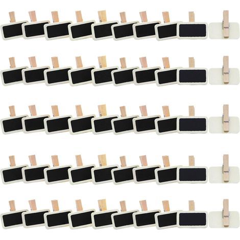 50 Pièces Mini Tableau Noir, Mini Ardoise Rectangle Tableau Noir avec Pince, pour Mémo Fête, Étiquette, Bar, l'étiquetage, Le Mariage (1/5)