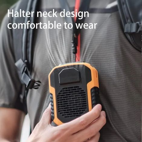 Mini portable fan for outdoor use, USB rechargeable, can be worn around the neck or waist. - AquaForge (1/5)