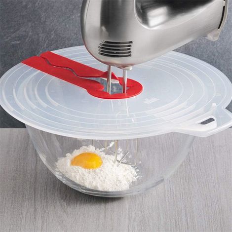 Hztyyier Spritzschutz für Rührschüsseln, Silikon-Eierschüsseldeckel, verhindert Verschütten beim Verwenden eines Handmixers, ideal für Hobbybäcker und (1/5)