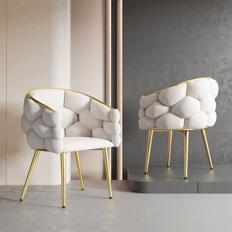 sedia sala da pranzo velluto beige con dettagli oro OKMYHOME (1/5)