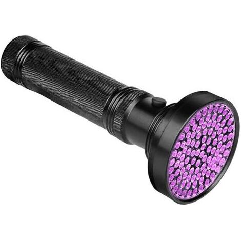 UV-Taschenlampe, verbesserte 100-LED-UV-Lampe, schwarze Taschenlampe, ultraviolettes Licht (1/4)