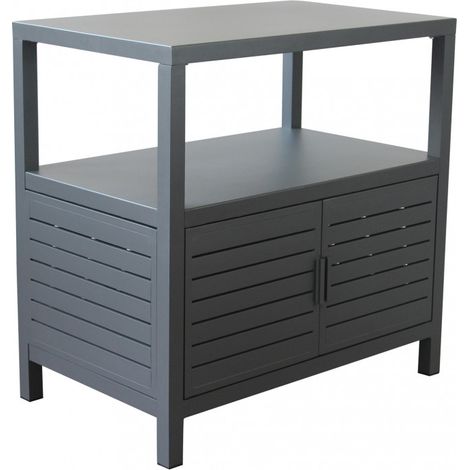 Modulo piano cucina da esterno "Trinidad" struttura in alluminio con 2 ante 2 ripiani 90 cm -Antracite (1/5)