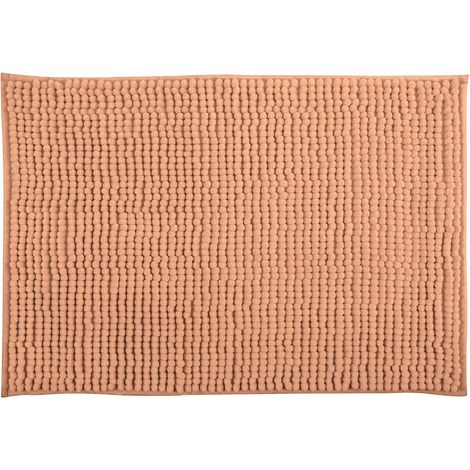 1 Tapis De Bain Chenille Microfibre Antidérapant Lavable Machine Boucle Accrochage Salle De Bain 40x60 Cm Pêche