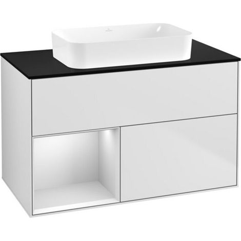 V&B Waschtischunterschrank Wandbeleuchtung Finion 100x60,3 cm, Reg li wh. m Lac, wh. m Lac (1/2)