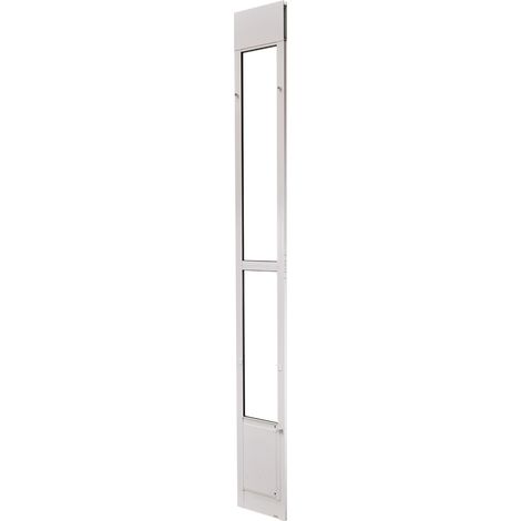 Mophorn Hundetür für Glasschiebetür, höhenverstellbar von 2311–2439 mm, Aluminiumlegierungsrahmen mit drehbaren Metallscharnieren und Schlossmechanismus, Vorhanggröße 209,6 x 311,2 mm, Weiß