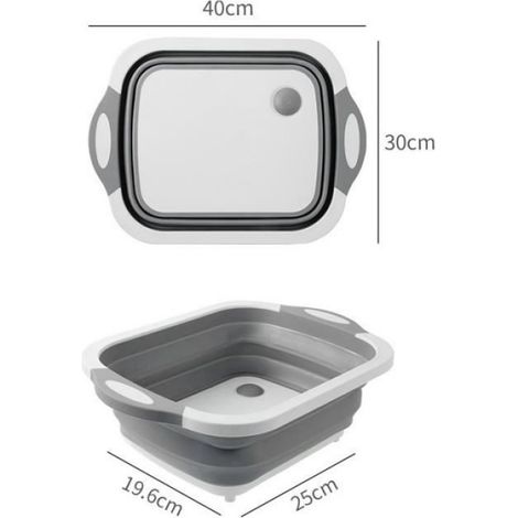 Planche À Découper - Pliable 3 En 1 - Antidérapante - Pour Rincer Fruits Légumes - 40 X 30 X 3,5 Cm (1/4)