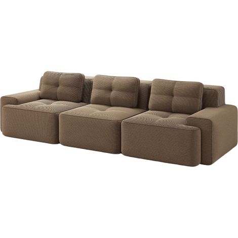 3-Sitzer-Modulsofa aus braunem Cord, montagefrei (1/5)