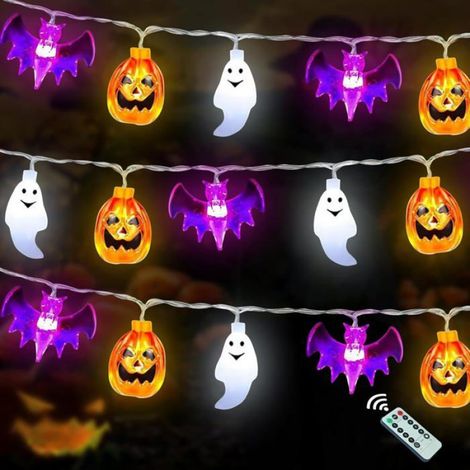 1 Guirlande lumineuse, 3 mètres, 20 LED, Citrouille Chauve-souris Fantôme, Intérieur Extérieur Halloween (1/5)