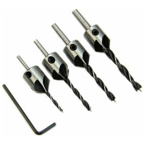 Foret A Bois Hss, Pour Chanfrein A Bois, 5 Cannelures 3Mm-6Mm, 4Pcs